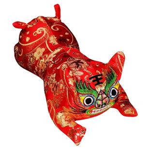 虎年民间特色手工艺刺绣布老虎双头虎头枕儿童满月宝宝婴幼儿礼物