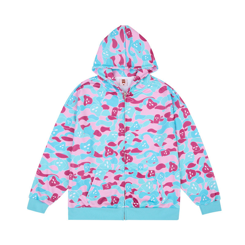 H3LLO FLAG 南海岸South Beach头套幽灵迷彩拉链连帽卫衣 宽松