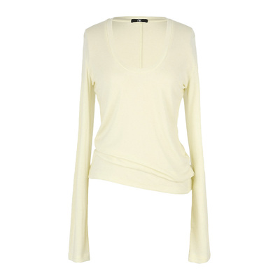 SEEKSIMPLE 羊毛混纺|微宽松版型|U领基础长袖恤上衣