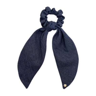 双生熊港风丹宁牛仔飘带发圈