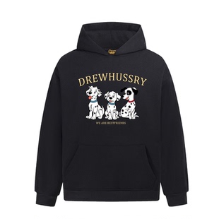 Drew美式复古斑点狗印花连帽卫衣男女秋冬潮牌宽松重磅情侣装外套