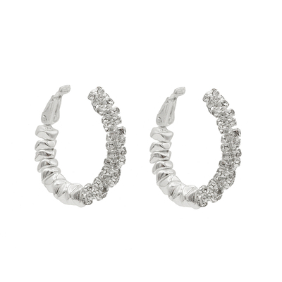 「星闪契约」碎银子圈圈耳环蚊香盘耳夹女耳钉银耳饰小众耳圈素圈