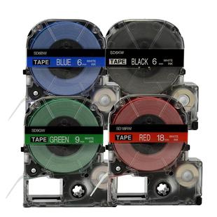 适用锦宫标签色带9mm12红底白字SD12RW爱普生标签打印纸12mm透明底白字ST12SW贴普乐蓝底白字黑底白字标签纸