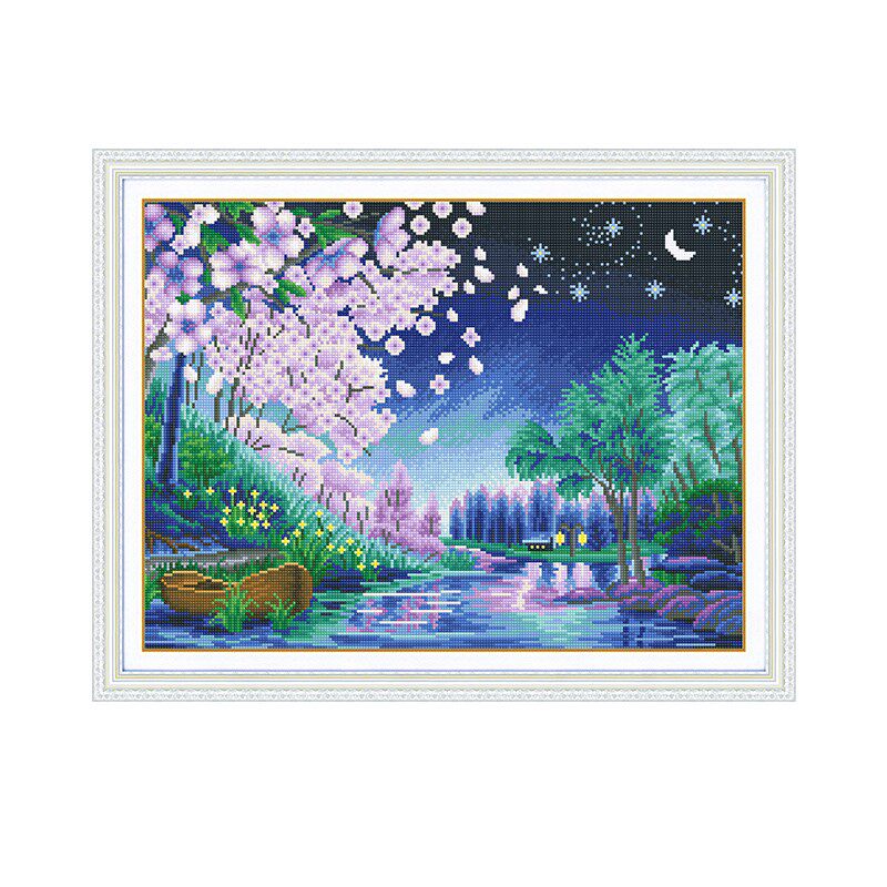 十字绣樱花夜空星空新款线KS房间