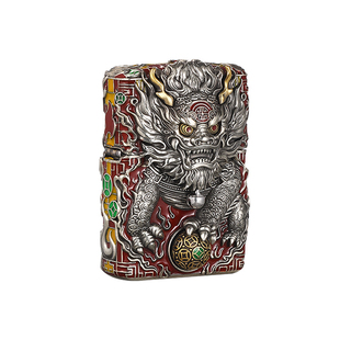 zippo打火机灵动麒麟重甲机关吉祥寓意官方正版煤油防风男士礼物