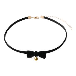 法式小铃铛。复古黑色丝绒蝴蝶结项圈颈链短款韩国项链女choker