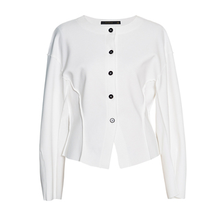 罗衣通勤设计感收腰显瘦衬衫女春高级时尚白色干练短款上衣12673