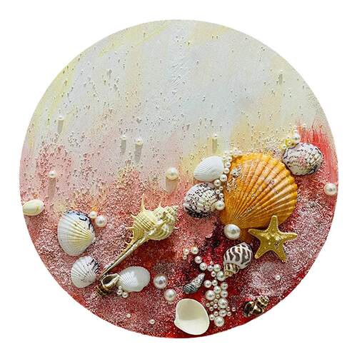 贝壳肌理画diy材料包立体石英砂丙烯手工绘贝壳沙滩彩画创意礼物