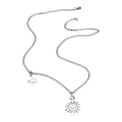 小众笑脸拼接INS嘻哈吊坠项链