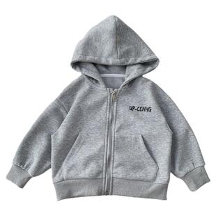 男童春装外套新款儿童纯棉连帽拉链衫中小童韩版休闲运动卫衣开衫