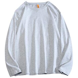 乱步重磅T纯白打底衫纯棉男女情侣装圆领长袖T恤厚实基础款上衣服