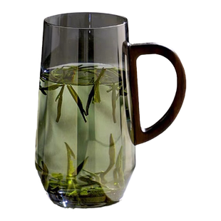 绿茶专用玻璃泡茶杯家用耐高温木把玻璃杯日式简约加厚办公杯水杯
