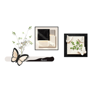 现代简约客厅装饰画蝴蝶花蕊沙发背景墙挂画抽象艺术三联组合壁画