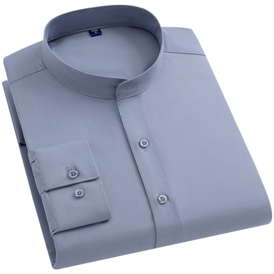 啄木鸟男士长袖国风立领休闲衬衫