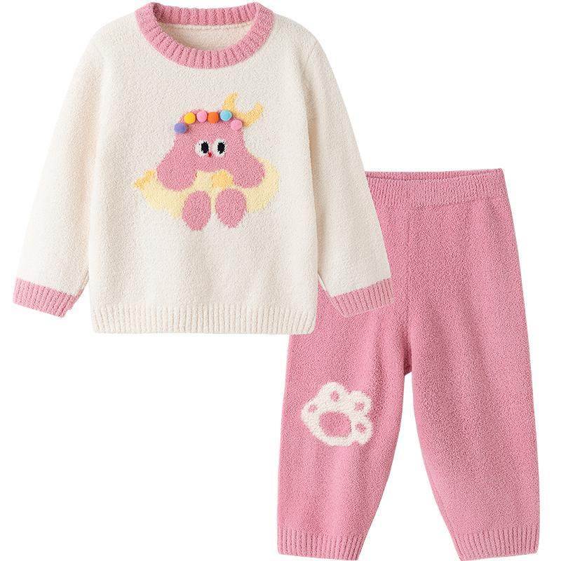 【奶噗噗IP】巴拉巴拉balaOne女童睡衣套装2025冬新款半边绒保暖