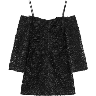 IT GANNI女装吊带露肩连衣裙新款时髦性感立体长绳装饰短裙86520X