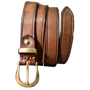 马蹄针扣复古轻奢铜扣头女士腰带手工真牛皮带港风牛仔裤休闲裤带