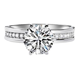 右手等待高冠皇后2-3克拉莫桑石钻戒S925银情侣对戒闭口戒指女款