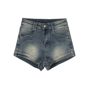 美式复古牛仔短裤女秋冬春季外穿2026紧身弹力a字超短辣妹热裤子