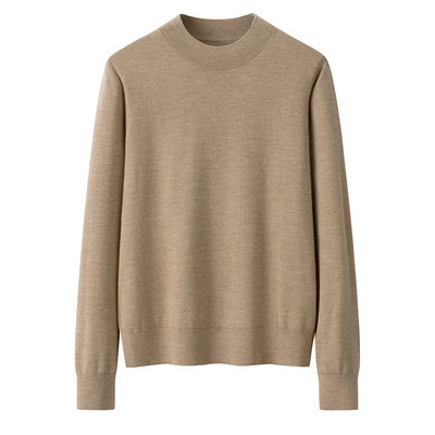 100%纯羊绒女士精纺半高领打底衫