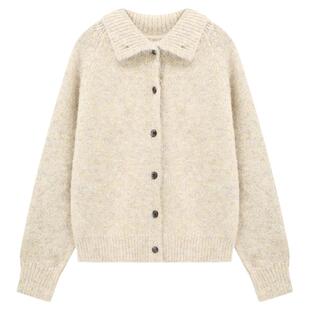 百家好秋冬慵懒绵羊毛高领短款毛衣灰色高级感百搭针织开衫上衣女