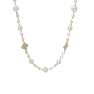 小香风双层叠戴珍珠项链女2025秋冬新款轻奢高级感长款毛衣链配饰