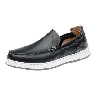 哈森鞋子男鞋舒适休闲皮鞋男一脚蹬豆豆鞋真皮爸爸鞋子商场同款鞋