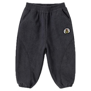 嘟嘟家儿童裤子冬加绒加厚男童奥粒绒一体绒男宝灰色女童宝宝童装