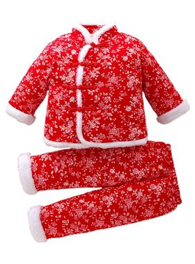 中国风女宝宝冬季加棉套装棉服