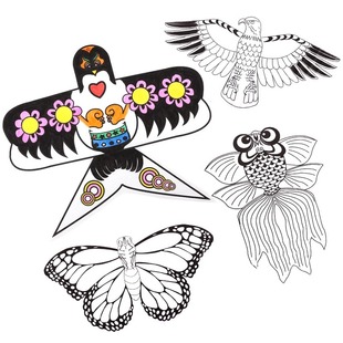 儿童手工DIY制作材料包教学竹子风筝空白绘画涂鸦手绘自制纸鸢