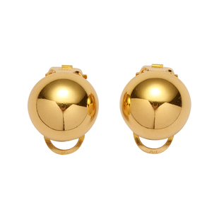 JOYSTONE 意大利金色半球耳夹925银镀18K金无耳洞耳饰