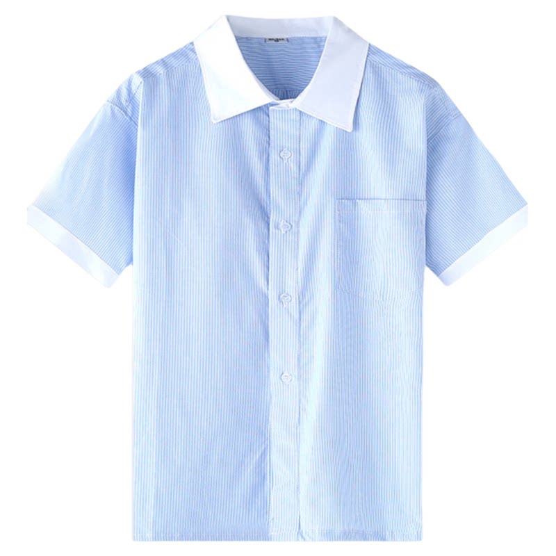 伊顿校服工厂蓝白条纯棉衬衫班服