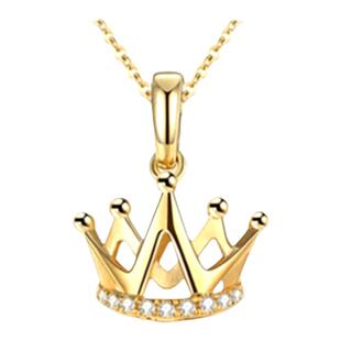 英国王室QUEEN小皇冠项链女纯银镀黄金色 女王桂冠锁骨链小众简约