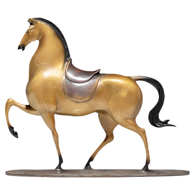 《马上金安》铜金岁月黄铜马摆件工艺品铜器办公室桌面博古架装饰