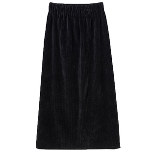 秋冬季米白色小个子灯芯绒半身裙女大码胖mm高腰包臀裙A字直筒裙