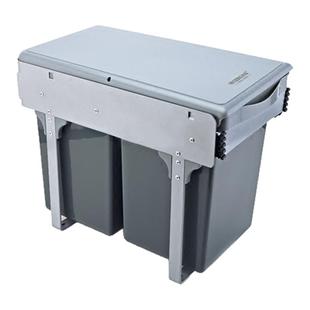 家用橱柜内推式加厚简约连门分类防臭方型大号垃圾桶带盖双收纳桶