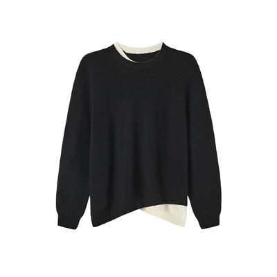 韦恩泽维尔撞色拼接假两件毛衣