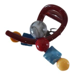 GUKUALI红蓝撞色时尚发饰豆豆深棕抓夹发夹夹子头饰新品简约抓夹