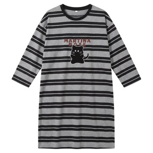 春秋款睡裙长袖女士韩版卡通家居服大码200斤睡衣孕妇连衣裙胖mm
