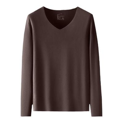 貂绒蚕丝保暖内衣男士加绒加厚冬季内搭修身5A抗菌长袖V领打底衫