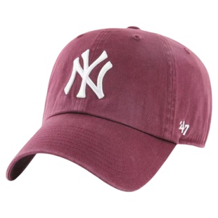 日代直邮47Brand田柾国同款酒红色NY大标水洗棒球帽B-RGW17GWS-KM