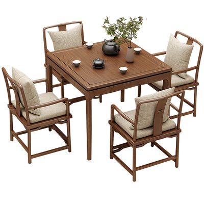 龙勋正方形白蜡新中式茶桌八仙桌