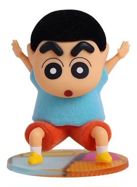 正版蜡笔小新绒重登场桌面摆件汽车载2025年新款书桌卡通玩具盲盒