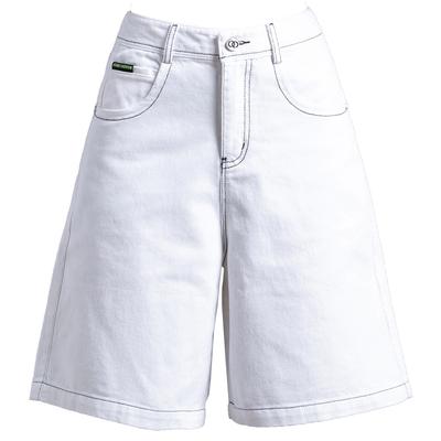 白色高腰牛仔短裤女夏季中裤五分