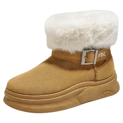 人本加绒雪地靴厚底东北毛毛棉鞋