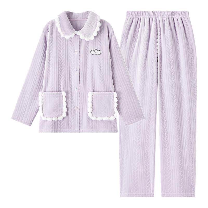 兰卓丽法兰绒家居服女套装秋冬季