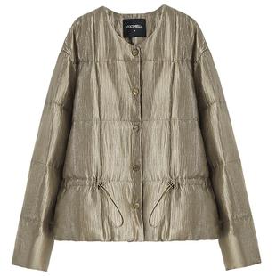 COCOBELLA可溯源新国标90绒新中式压褶珠光国风短款羽绒服DC3028