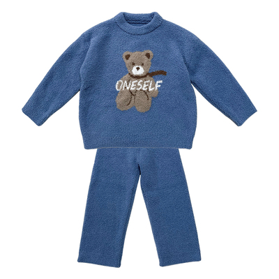 儿童睡衣套装2025冬装新款中大童加厚半边绒男童保暖家居服两件套