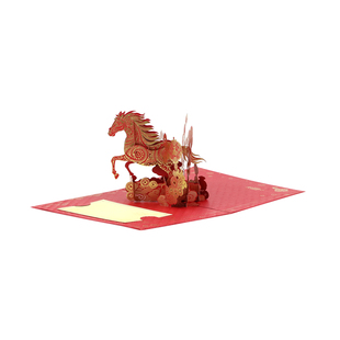 马年新年贺卡2026年新款纪念祝福礼物中国风支持定制3d立体小卡片