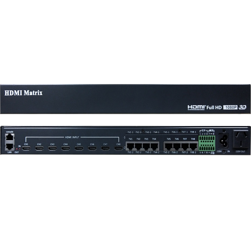 智慧家HDMI808HM808高清3D影音系统交换机顶盒共享器矩阵智能家居